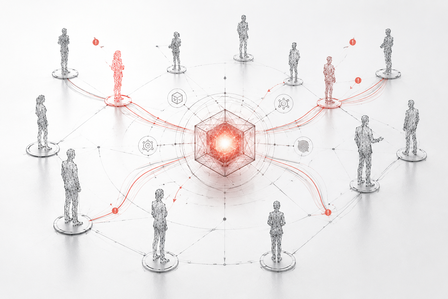 Dionaea intellectual property intelligence visual showing people connected to protected knowledge and information pathways