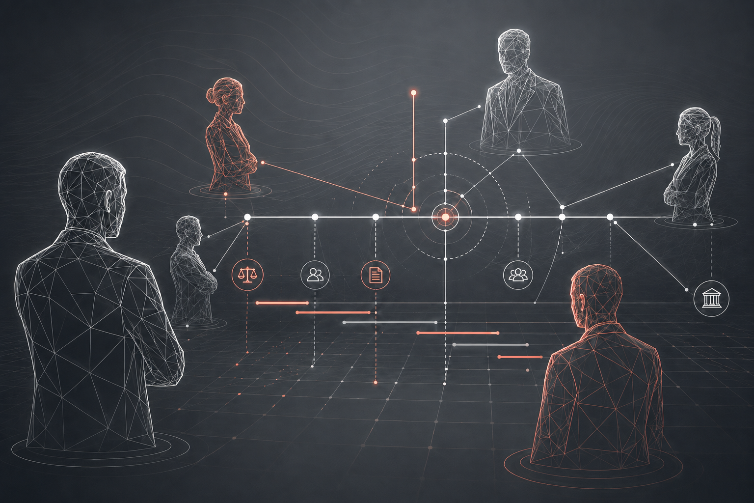 Dionaea litigation support visual showing key individuals, legal milestones and intelligence pathways in a complex commercial dispute